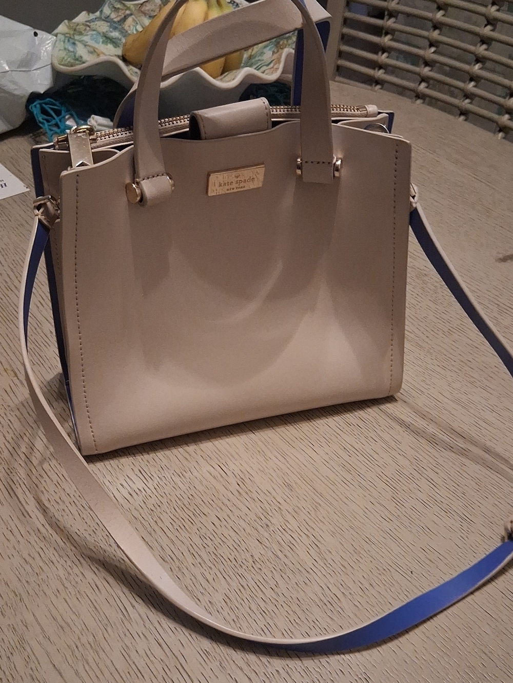 kate spade Cream & Blue Trim Purse.  NO BUNDLE DISCOUNT. FIRM PRICE - Picture 2 of 12